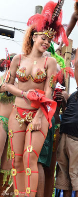 组图：蕾哈娜三点式上阵 遭粉丝背后大力抓奶