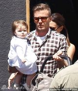 组图：贝克汉姆携可爱女儿为爱妻维多利亚庆生