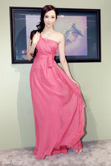 组图：吴佩慈粉裙亮相神采奕奕