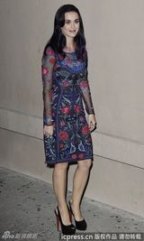 组图：凯蒂-佩里透视袖花裙造型迷人