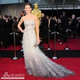 组图：希拉里-斯万克红毯秀 银色毛裙现窈窕身姿