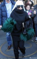 组图：Gaga潮装现身 白发风中乱飘背影很渗人