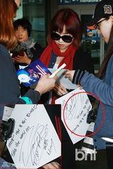 组图：2NE1现身机场 敏智派签名Dara顶兔耳帽