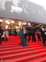 组图：李冰冰戛纳走红毯 深V长裙简约性感