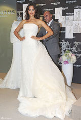 高清组图：C罗女友伊莲娜-莎伊克穿婚纱秀美背