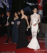 组图：张元李昕芸等携《有种》剧组亮相釜山红毯