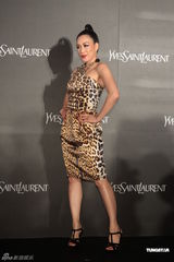 组图：钟丽缇台湾走秀 性感豹纹洋装搭配红唇