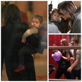 组图：维多利亚抱女儿小七现身巴黎街头