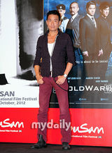 组图：郭富城梁家辉韩国釜山出席《寒战》发布会