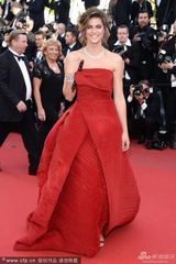 组图：名模戛纳助阵红毯 胸前别铁棍标新立异