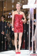 组图：蔡依林出席圣诞派对 抹胸装挤G奶秀美腿