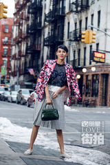 明星爱街拍：张蓝心纽约不惧严寒街拍诠释春装