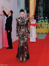 组图：巩新亮着帅气太空女战服 走金鸡百花红毯