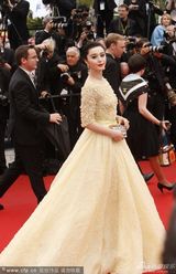 组图：范冰冰助阵红毯蕾丝纱裙雍容繁复