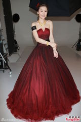 组图：周丽淇红裙高贵代言 称寻真爱不排除闪婚