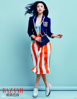 组图：朱珠《芭莎》大片曝光 学院风另类冷艳