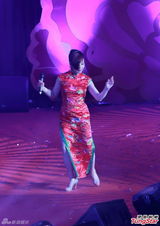 组图：汪明荃出席新春活动 大红旗袍登台受热捧