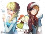 组图：《冰雪奇缘》曝姐妹Q版萌照温馨有爱