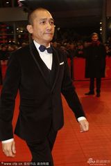 组图：梁朝伟走红毯紫领结戴歪 与评委活跃攀谈