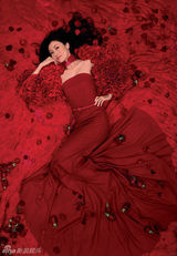 高清图：李嘉欣岁末红裙写真 高贵代言秀妩媚温柔