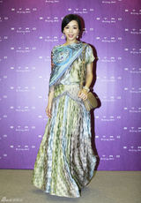 组图：张静初印花长裙亮相 飘逸彰显意式风情