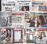 组图：凯特产子登多国媒体头版 掀世界狂欢盛宴