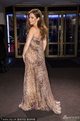 组图：《情色大亨》首映 弗莱尔低胸纱裙亮相