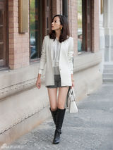 组图：韩雪演绎春装街拍 妙曼身姿尽显优雅魅力