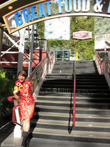 高清：江映蓉着鲜红色旗袍秀中国风 带小浪游美国