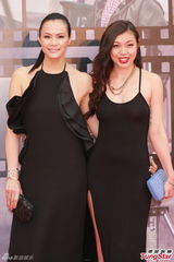 组图：马诗慧等亮相金像奖红毯黑裙大秀美背