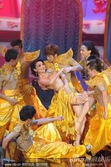 组图：美女主持爆乳装拼性感 柳岩带伤上阵跌倒