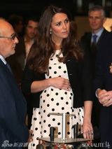 组图：凯特王妃波点裙孕态十足 与两位王子热聊