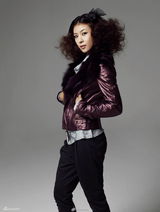 高清组图：河智苑冬装画报 渔网发饰突显个性