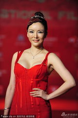 组图：彭丹艳红长裙亮相 丰胸纤腰性感勾魂