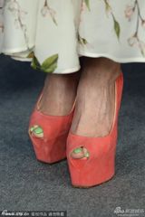 组图：文咏珊山水图案抹胸连身裙亮相柏林