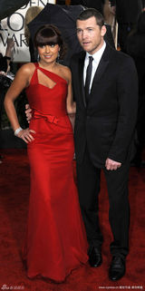 高清图：《阿凡达》主演山姆沃辛顿携红衣女伴亮相