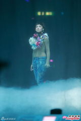 组图：何韵诗开唱透视裙秀腿惨走光