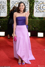 组图：金球奖女星红毯 沃特森露背亚当斯八字奶