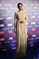 组图：舒淇镂花长裙亮相红毯 梁家辉绅士风