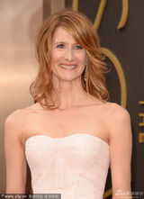 组图：劳拉-邓恩身着粉色抹胸长裙 略显消瘦