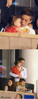 组图：小贝长子抱七公主出镜 温馨有爱羡煞网友