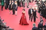 组图：名模戛纳助阵红毯 胸前别铁棍标新立异