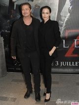 组图：朱莉中性装扮亮相皮特新片巴黎首映