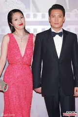 组图：杨千嬅牵手丁子高 超深V晚装胸前露胶纸