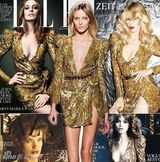 组图：好莱坞女星偏爱小金裙 杂志封面撞衫进行中