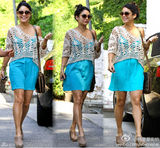 明星爱街拍36期：俊男美女各式蓝色搭配