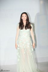 组图：张雨绮淡雅镂花长裙出镜 尽显女人味