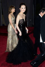 组图：林鹏出席奥斯卡 黑色美人鱼造型展风采