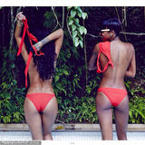 组图：蕾哈娜度假吞云吐雾 玩划艇秀蜂腰翘臀