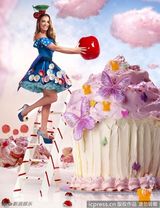 组图：众女星拍广告童趣盎然 置身色彩缤纷蛋糕世界 